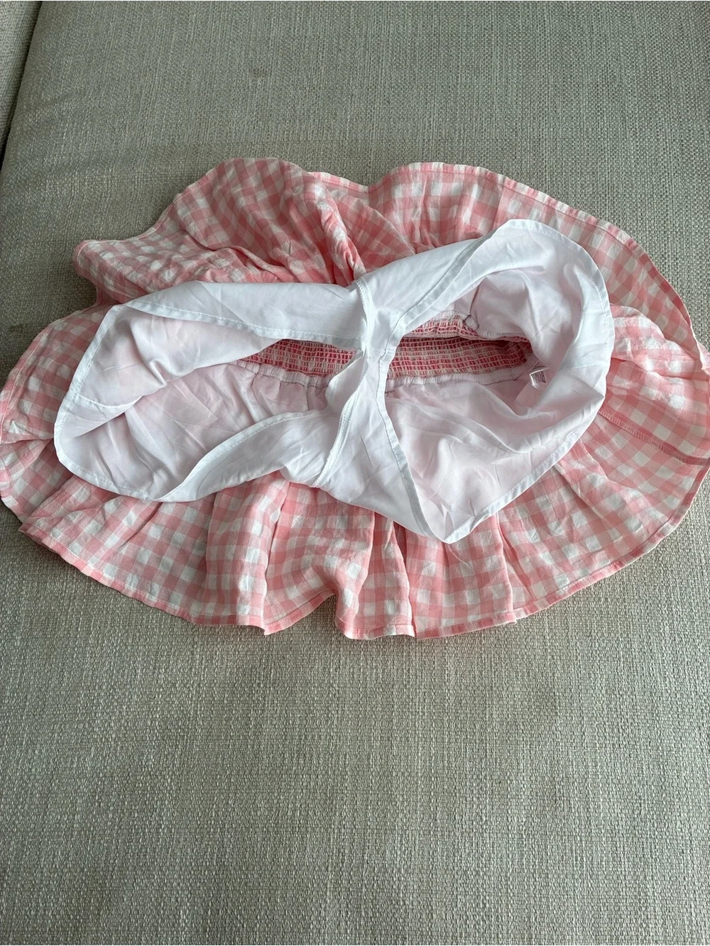 Cake For Dinner Skirt Size XXS Pink White Smocked Ruffle Skirt Mini